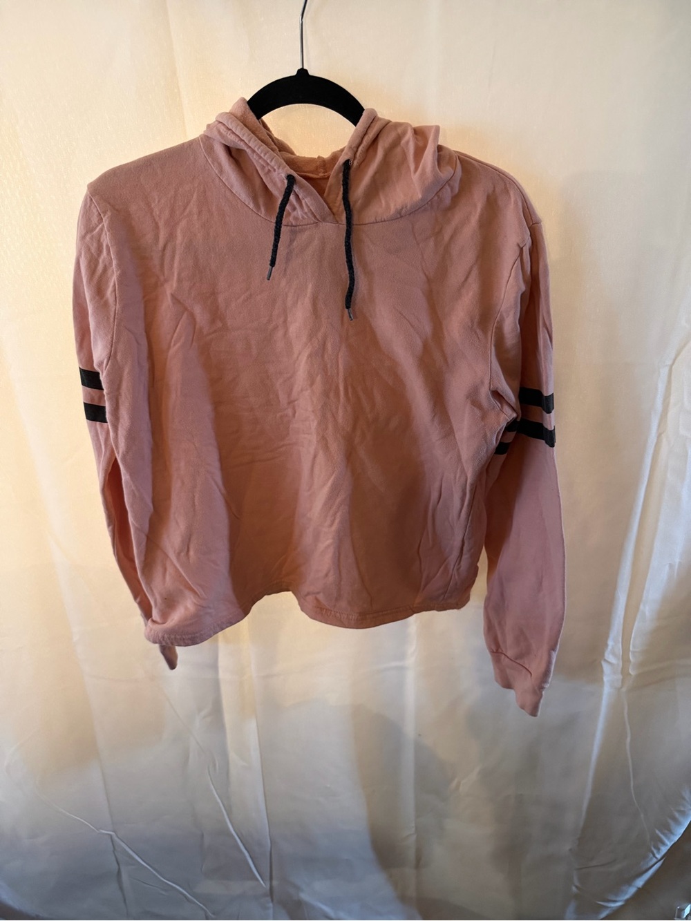 On Fire: Dusty Rose Hooded Sweatshirt with Black Stripe Detail Junior